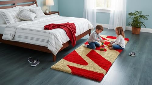 Image of Fluffy Silky Micro Fiber Polyster Carpet /Runner for Bedroom, Study Room, Playing Room, Guest Room ETC. 2x6 feet Feet, (P-1)