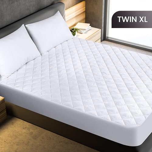 Utopia Bedding 2 Pack Quilted Fitted Mattress Pad, Twin XL Size, Elastic Fitted Mattress Topper Protector and Cover Stretches up to 16 Inches Deep, Machine Washable (White)