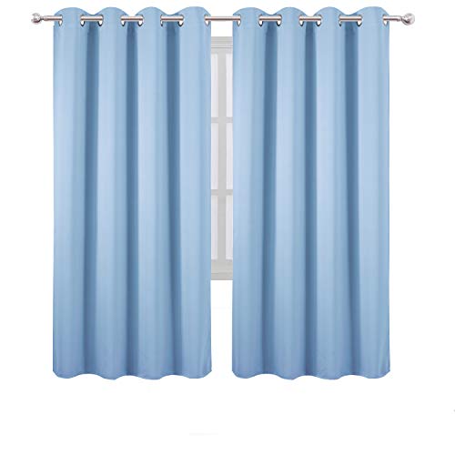 Image of LEMOMO Sky Blue Thermal Blackout Curtains /52 x 72 Inch /Set of 2 Panels Room Darkening Curtains