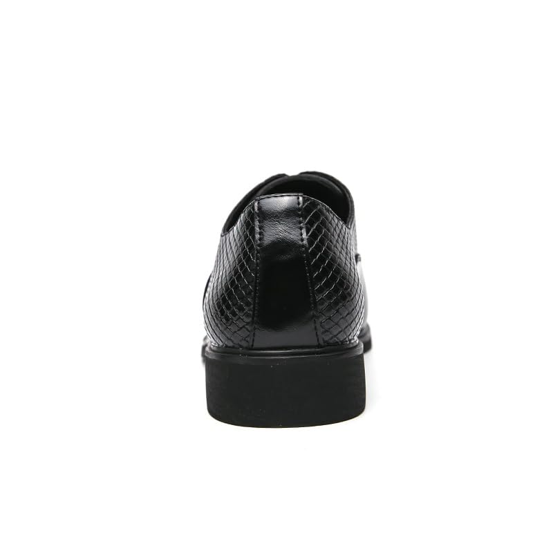 Shoes Dress Oxford for Men Lace Up Round Toe Faux Leather Cap Toe Patchwork Oxford Shoes Anti-Slip Low Top Rubber Sole Slip Resistant Block Heel(Black,7.5)3