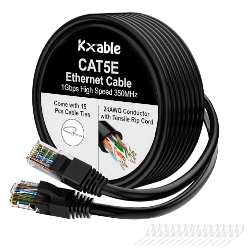 Cat5e Ethernet Cable 150 FT, Long Cat 5e Internet Cable, Black Snagless Patch Cord, Flexible, Network, LAN, PoE, Standard RJ45 Connector for PC, Server, Router, Modem, TV, PS5 - with 15 Cable Ties