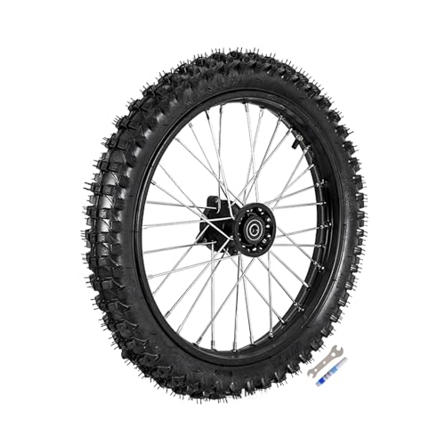 ICONSPORTSS Complete 70/100-17 & 90/100-14 Dirt Bike Wheel Assembly Set Includes Front and Rear Rims, Tires, Tubes, Disc Rotor and 428 Sprocket for Pit Bike Apollo RFZ 125cc 140cc 150cc YZ85