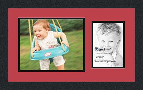 ArtToFrames Double-Multimat-190-762/89-FRBW26079 Collage Photo Frame Double Mat with 1-5x7, 8x10 Openings and Satin Black Frame