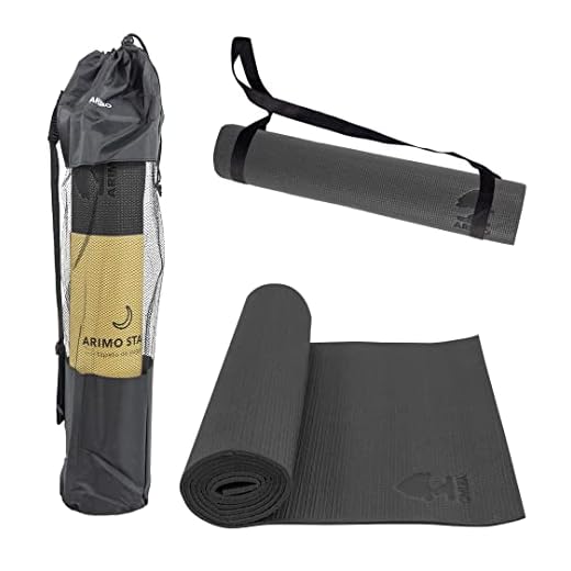 ARIMO Tapete Yoga Mat Antiderrapante PVC Todos Os Tipos de Yoga/Pilates Exercícios de Solo 166 x 60 cm x 5 mm (Preto)