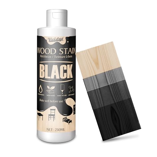 Teinte à Bois Noir - 250ml Peinture Bois à Base d'eau pour Meubles d'intérieur et d'extérieur, Peinture Effet Boi, Séchage Rapide, Faible Odeur et Non...