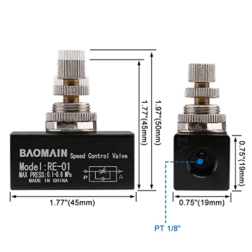 Image of Baomain Flow Control Valve RE-01 G 1 /8 inch Pipe Female Threaded Restrictive Speed