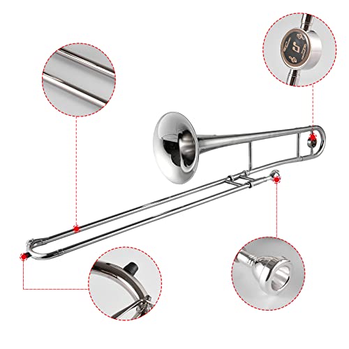 image for summina Silver Alto Trombone Brass Bb Tone B Flat Wind Instrument with