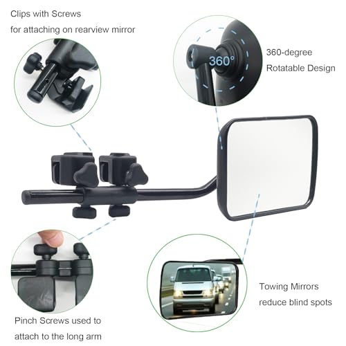 Holakit TW001 Advanced Towing Mirrors, Universal Clip-On Truck & Rv Trailer Tow Mirrors, Side Mirrors Extenders For Safe Towing Hitch thumb #3