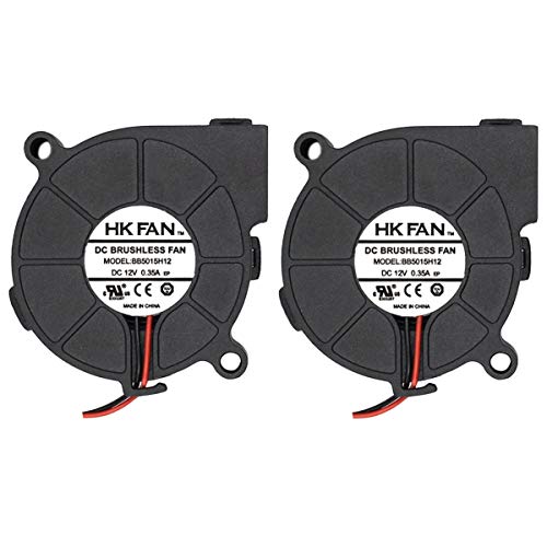 2pack 50mm x 15mm 5015 12V Dual Ball Bearing DC Brushless Cooling Blower Fan with 2 Pin Terminal