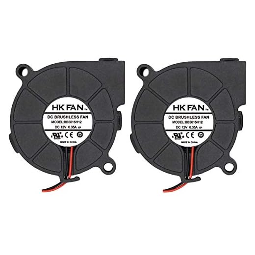 2-pack 50 mm x 15 mm 5015 12 V dubbelt kullager DC borstlös kylfläkt BB5015H12 med 2-polig terminal UL TUV
