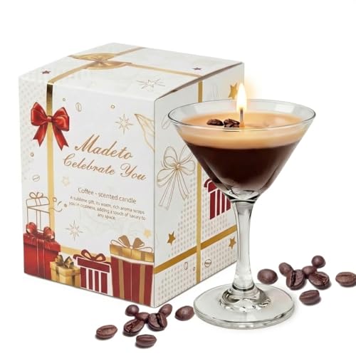 SILEAGEO Espresso Martini Candle in Reusable Glass | Strong Scented Natural Soy Wax Coffee...