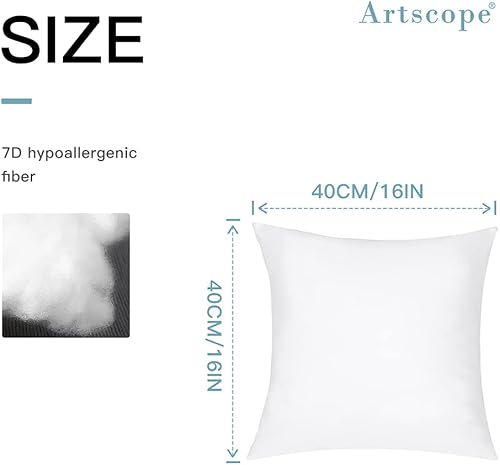 Miniatura 2 de Artscope Juego de 2 almohadas impermeables para exteriores, juego de 2, cojín decorativo cuadrado de alta calidad, suave para muebles de patio,