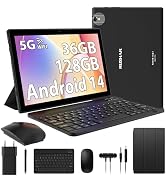 Tablette 10 Pouces RUSHAR Android 14 5G WiFi 6 - 36Go RAM 128Go ROM 1To TF, 8000mAh, Double Caméra, Clavier Et Accessoires