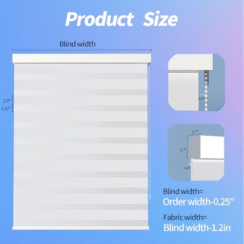 Zebra Blinds for Windows (36" W x 72" H, White) Zebra Roller Window Shades, Corded Dual Layer Light Filtering Privacy for Day and Night, Light Control and Protecting Privacy for Home and Office by sunmaintain - Used condition - Image 5