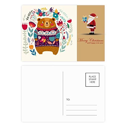 Cartes postales ours rose Père Noël pour décorer vos cadeaux et tables de fête