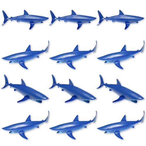 Plastic Sharks for Drinks - Great Shark Decor for Shark Parties, Shark Decorations for Fun Theme Party, Vinyl Sharks for Drinks, Lemonade & More (12)