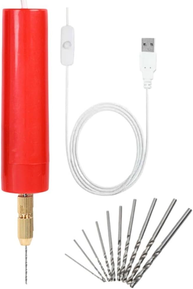Mini Electric Drill Set with 13 Bits, 0.7-1.2mm Quick Change Chuck for Resin, Jewelry, Wood, Polymer Clay, Metal Sheets - Compact Handheld Rotary Tool with 1.8m Cable