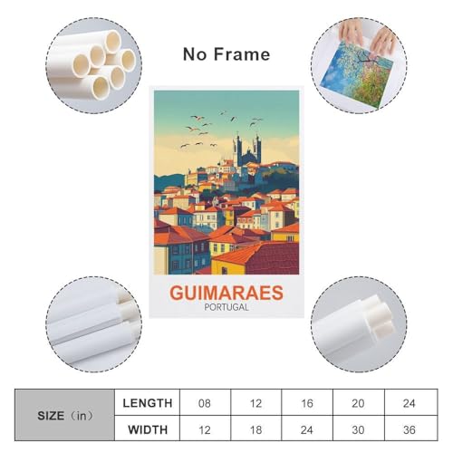 XLLYXYGJQ Guimaraes Impression sur toile vintage Motif postes de voyage Portugal 20 x 30 cm – vue 2
