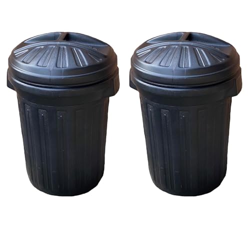 IDEAL 365 80 Litre Heavy Duty Refuse Bin – Durable Outdoor Garden Waste Container – Strong Polypropylene Dustbin for Rubbish, Recycling, Feed & Storage (2 Pack)
