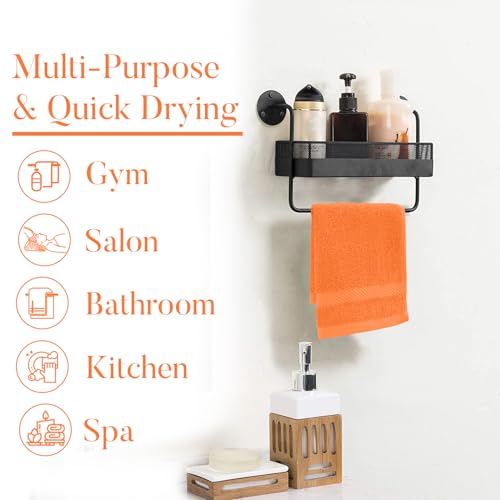 Image of DAN RIVER 12-Pack Premium 100% Cotton Orange Face Towels for Bathroom - Reusable Face Wash Cloths for Showering 12x12 Inches - 550 GSM Super Soft & Absorbent Luxury WashCloths for Body, Spa & Gym