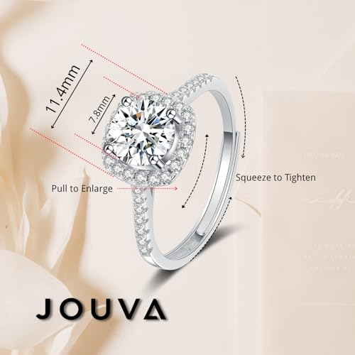 925 Sterling Silver Engagement Rings for Women – Cubic Zirconia CZ Center Stones in Round, Princess & Heart Cuts 1CT/2CT3