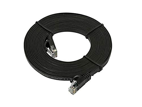 Monoprice Flat Cat6 Ethernet Patch Cable - 14 Feet - Black, Snagless Rj45, Flat, 550Mhz, Utp, Pure Bare Copper Wire, 30Awg - Flexboot Series #TOP1