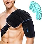 NEWGO 3D Contoured Shoulder Ice Pack Wrap, 2 Hours Long Lasting Cold Therapy, Flexible Ice Pack Wrap with Individual Ice Cubes for Shoulder Pain Relief & Tendonitis, Swelling & Stiffness