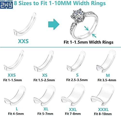 ZKY-Ring Size Adjuster for Loose Rings Ring Adjuster Fit Most Rings, Assorted Sizes of Ring Sizer (8PCS)+ 1-Spring Style Adjuster Bonus