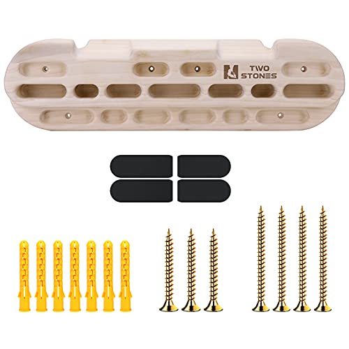 TWO STONES Climbing Hangboard Rock Climbing Training as Climbing Fingerboard with Jugs, Slopes and Edges, Pockets as Door Mounted Training Station Rock Climbing Pull Up Bar (CJ-HB2001BX, Boxwood)