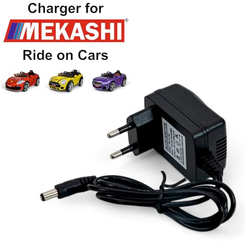Image of MEKASHI 12V Battery Charger Adapter for Kids Electric Ride-On Cars, Black