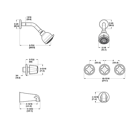 Pfister LG01-3110 3 Tub & Shower Faucet with Metal Knob Handles, Polished Chrome - Image 2