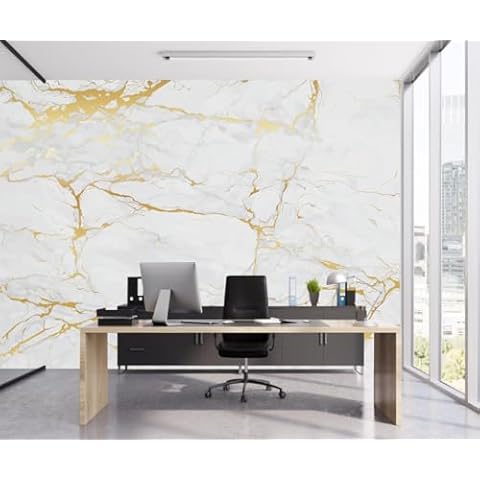 TUNDJ White and Gold Marble Wallpaper Mural Cover