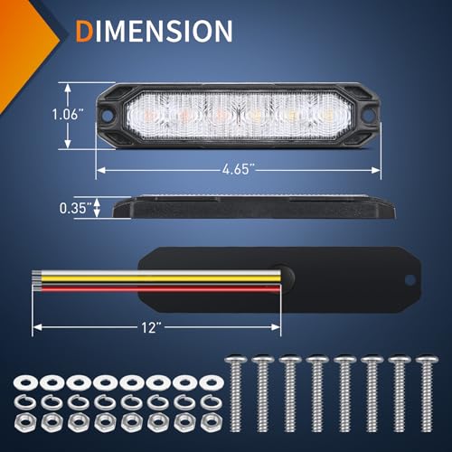 Image of Nilight 6LED Emergency Strobe Lights 4PCS Ultra Slim Surface Mount Hazard Caution Light bar 12-24V Sync Feature Warning Flashing Light kit for Truck Car Vehicle ATV SUV UTV Purple and White