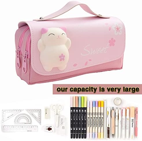 Pencil Case,Multi Compartments Large Capacity Pencil Pouch Pen Bag for Teen Girl Women,Students Adults Stationery Organizer Makeup Bag (Purple)