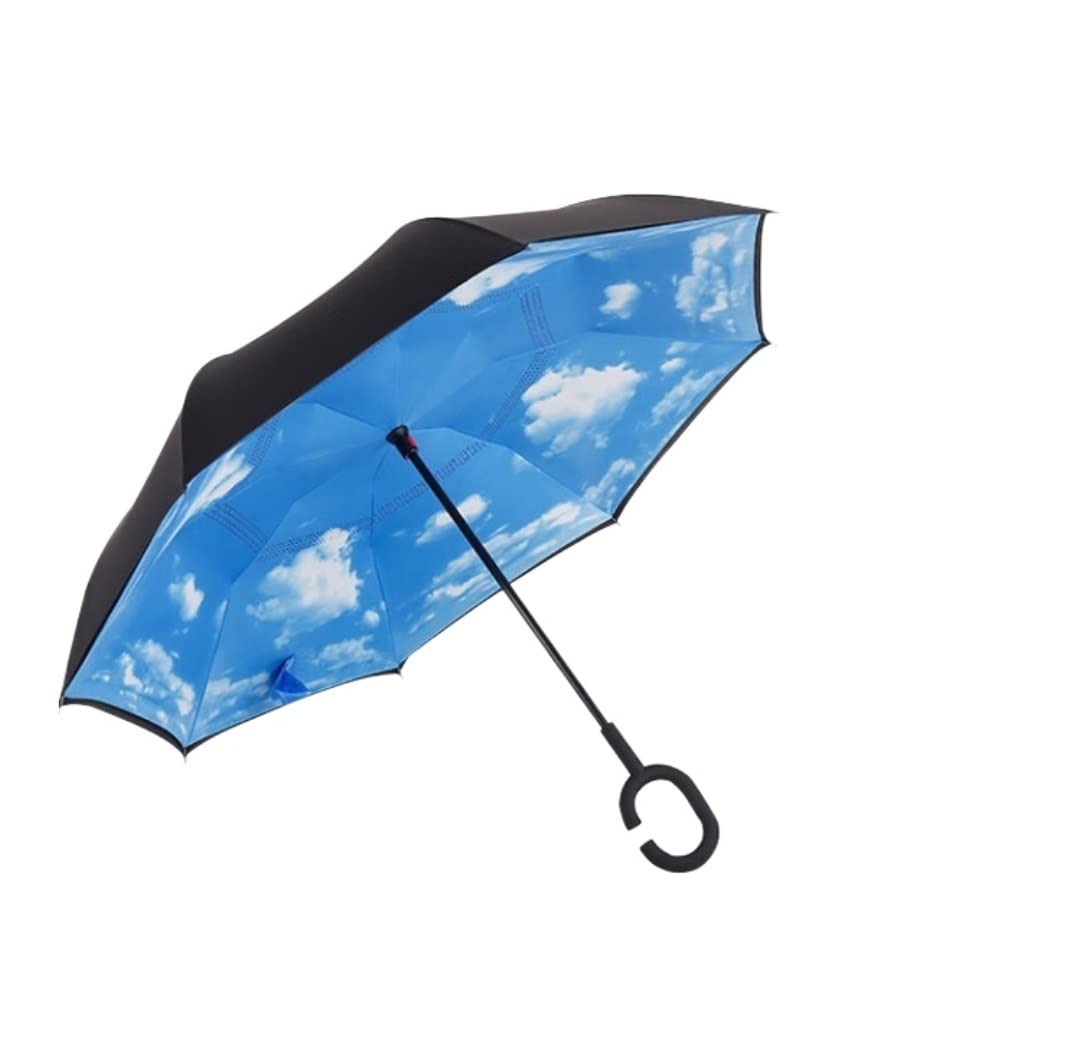 CMBSSTFC Parapluie inversé Parapluie inversé Coupe-Vent Parapluie de Patio pour Voiture Pluie Utilisation extérieure Parapluies (Bleu : G)