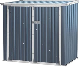 Outsunny 5ft x 3ft Garden 2-Bin Steel Storage Shed, Double Rubbish Storage Shed, Hide Dustbin w/Locking Doors and Openable Lid