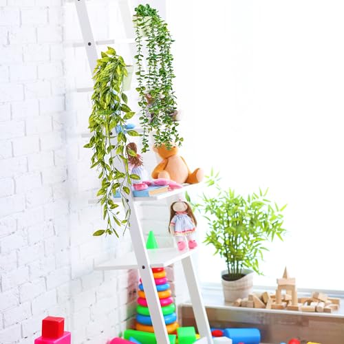 DREAMS 21 3-pack Fake Hanging Plants Artificial Indoor/Outdoor, White and Green, Large - Image 3