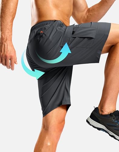 Image of Pudolla Men's Hiking Cargo Shorts with 5 Pockets Lightweight Casual Shorts