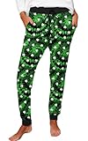 Womens Saint Patrick Pants Slainte Lucky Charm Loose Leggings Irish Tie Dye Green Tapered Pants M