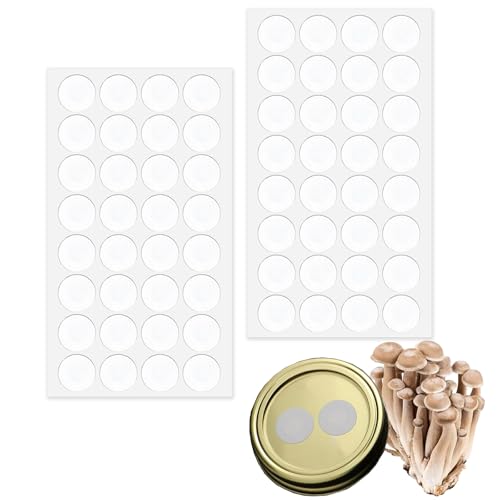 Image of Synthetic Filter Paper Stickers, 20mm Filter Patch Stickers 0.25m Synthetic Filter Disc Tape for Mushroom Cultivation Wide Mouth Jar Lids - 64 Pieces
