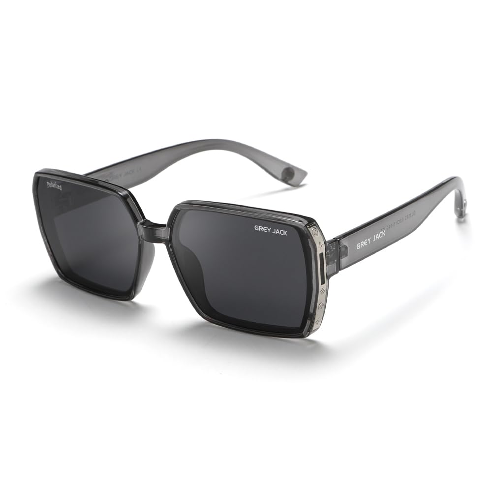 grey jack Fashion Trendy Big Polygon Polarized Sunglasses，TR90 Full Rim Eyewear for Men Women 3379