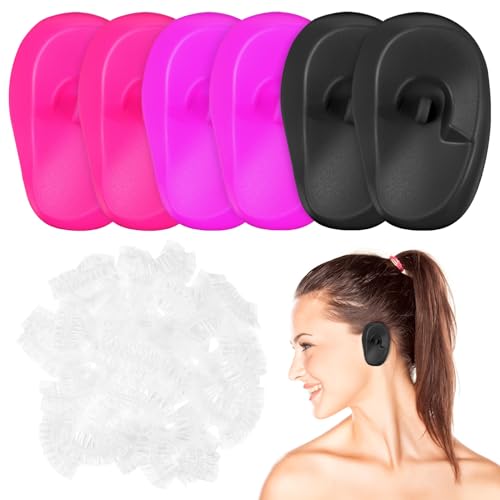 Mipcase 206 pezzi Cuffie Protettive per Orecchie in Silicone per Tinta e Doccia Usa e Getta Adatte Uomo e Donna Leggere e Facili da Trasportare Protezione Acqua e Tintura per Parrucchieri
