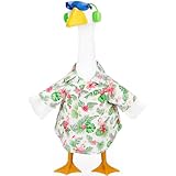 NovousGoo 23 Inch Summer Hawaiian Porch Goose Outfit-Porch Goose Clothes,Goose Costume for Summer Party Garden Patio Lawn Statue Decor(with Sunglasses and Earphones)