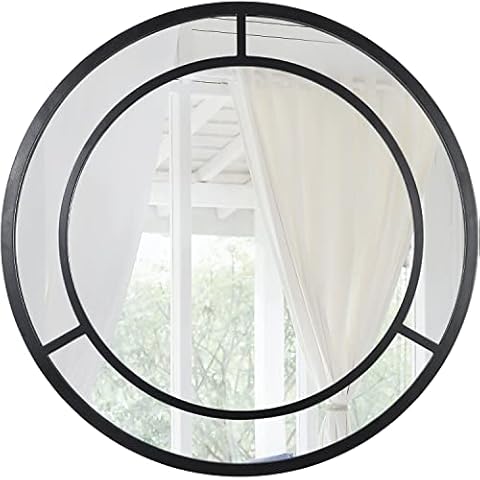 JJUUYOU Round Wall Mirror Decor Circular Mirror for Bathroom,Rustic Mirror Home Wall Decor Wood Frame Make up Circle Mirror for Living Room, Bedroom, Dorm, Entryway and More Cover