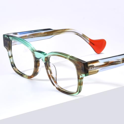 Image of HEPIDEM Multicolor Acetate Glasses Frame Women Oversize Vintage Round Eyeglasses Optical Spectacles 9271