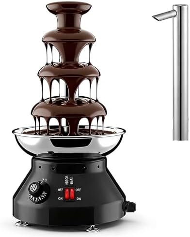 Commercial 4-Tier Chocolate Fountain Machine - Electric Hot Fondue Tower with Faucet, 230W, Adjustable Temperature 86-230℉ for Parties, Events & Catering.