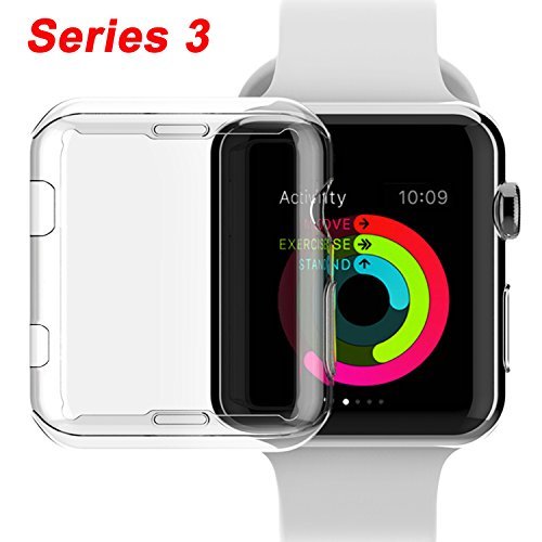 NSR Compatible Apple Watch Series 3 38mm Case, iWatch TPU Screen Protector All-around 0.3mm Ultra-thin HD Clear Cover for New Apple Watch Series 3 38mm (2017)