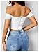 SHENHE Women's Off Shoulder Mesh Corset Bustier Short Sleeve Ruched Zip Back Sexy Crop Top White Petite-L