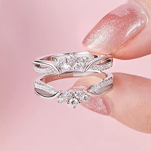 Sheloves Infinity Women Wedding Ring Guard Enhancer Adjustable Band Aaaaa White Cz 925 Sterling Silver Sz 7 #TOP1