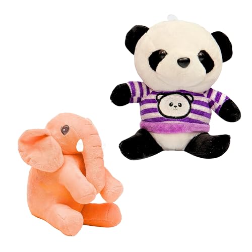 Image of TOYTALES Soft Toys Combo Pack Missy Elephant & Thug Panda Plush Toy Set for Kids, Cute Stuffed Animal Toys for Girls & Boys, Baby Gift Set (Pack of 2)